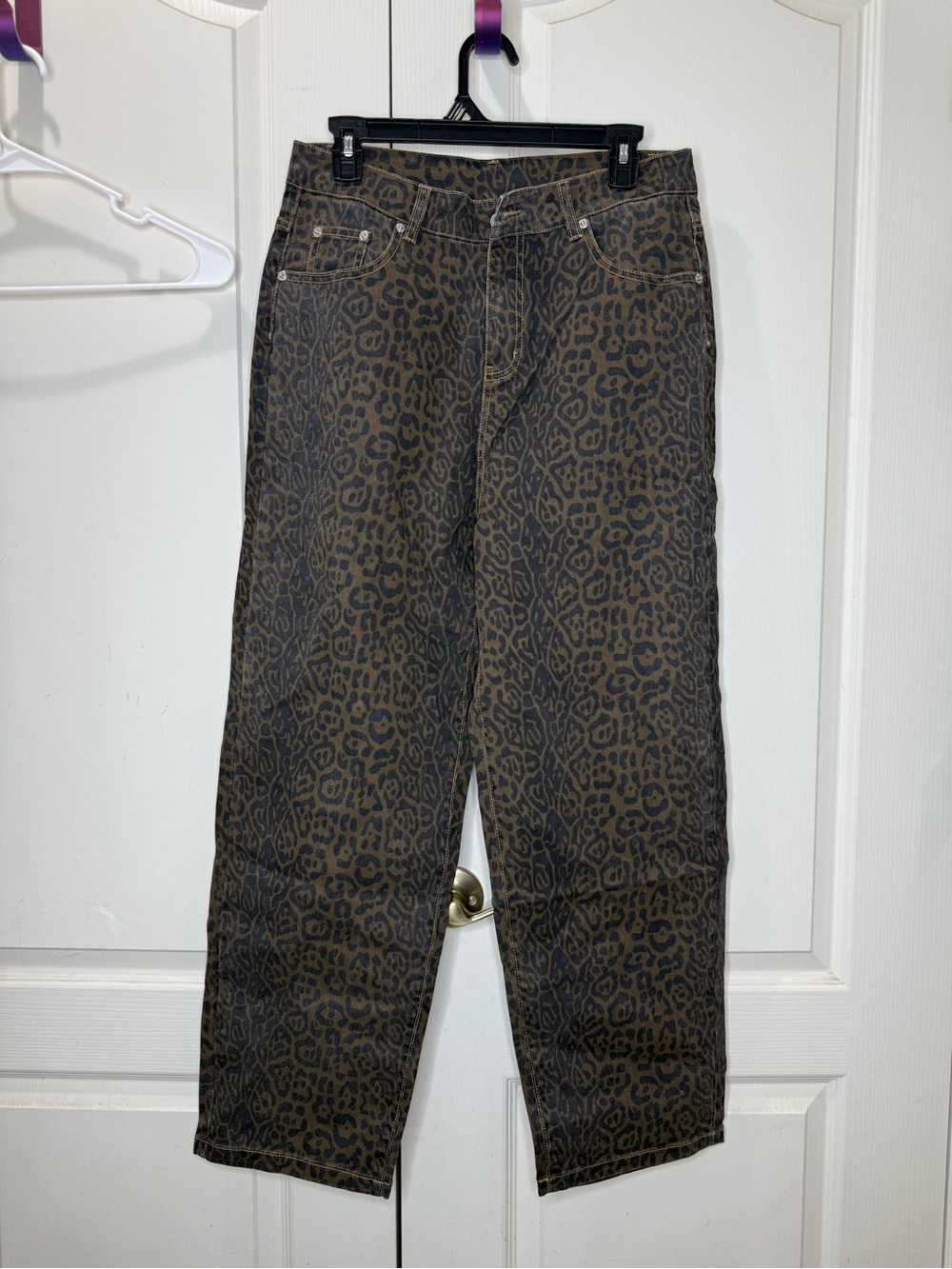 Women’s Brown Leopard Print Jeans - SIZE LARGE